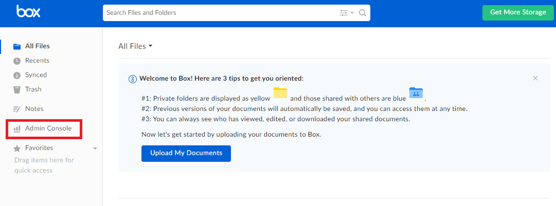 Box Single Sign On (sso) admin console