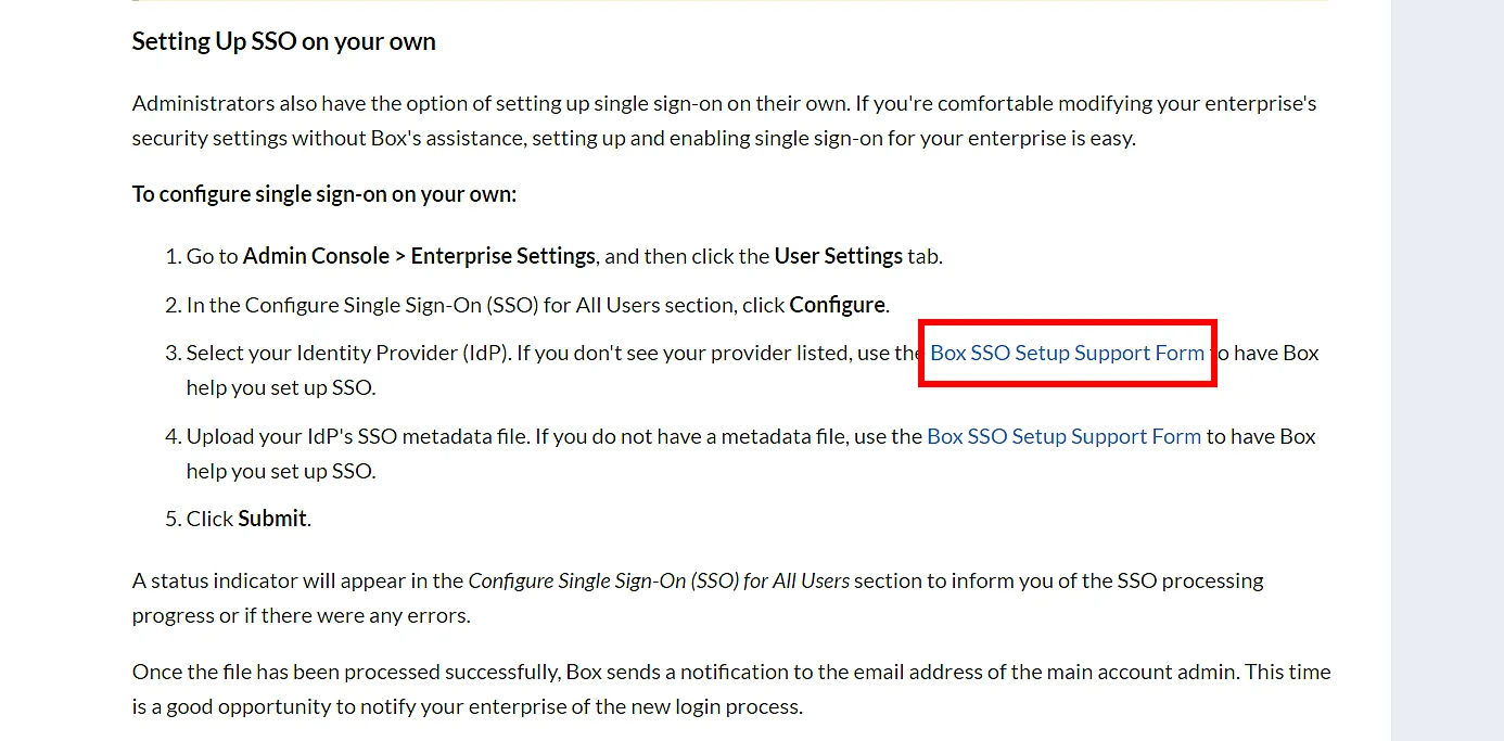 Box Single Sign On (sso) configure box sso