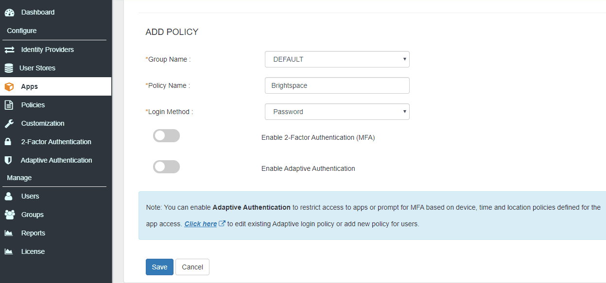 Bightspace Single Sign On (sso) save configurations