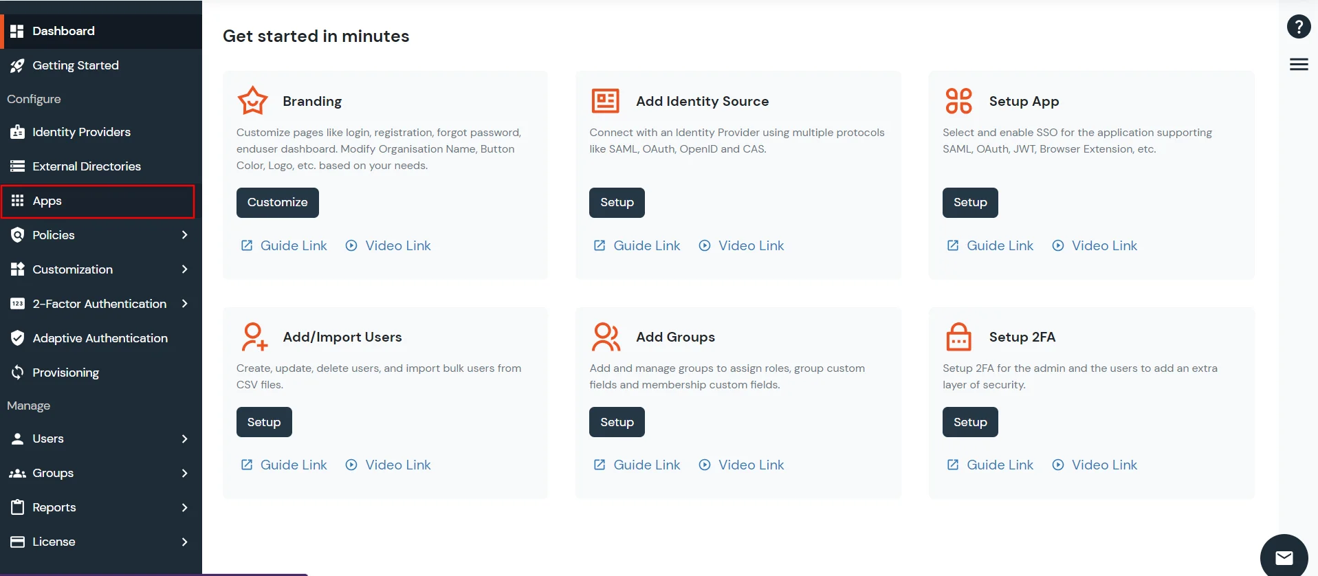 Brightspace Provisioning : miniOrange admin dashboard - Navigate to Apps