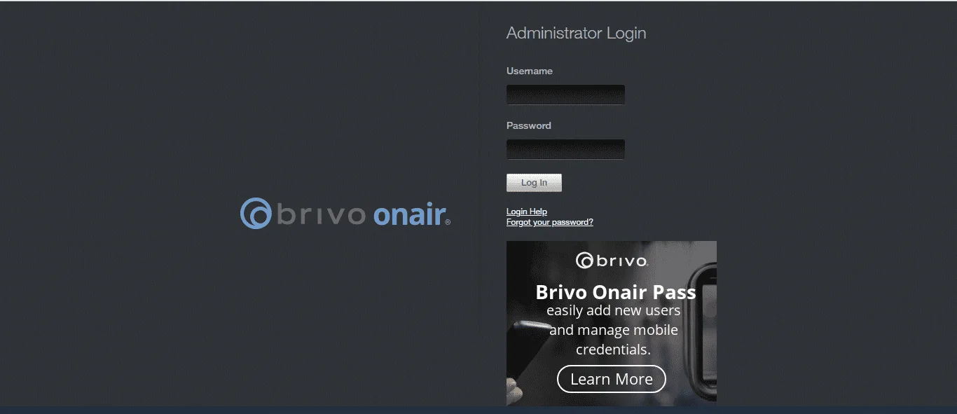 Brivo Single Sign-On (sso) user login page