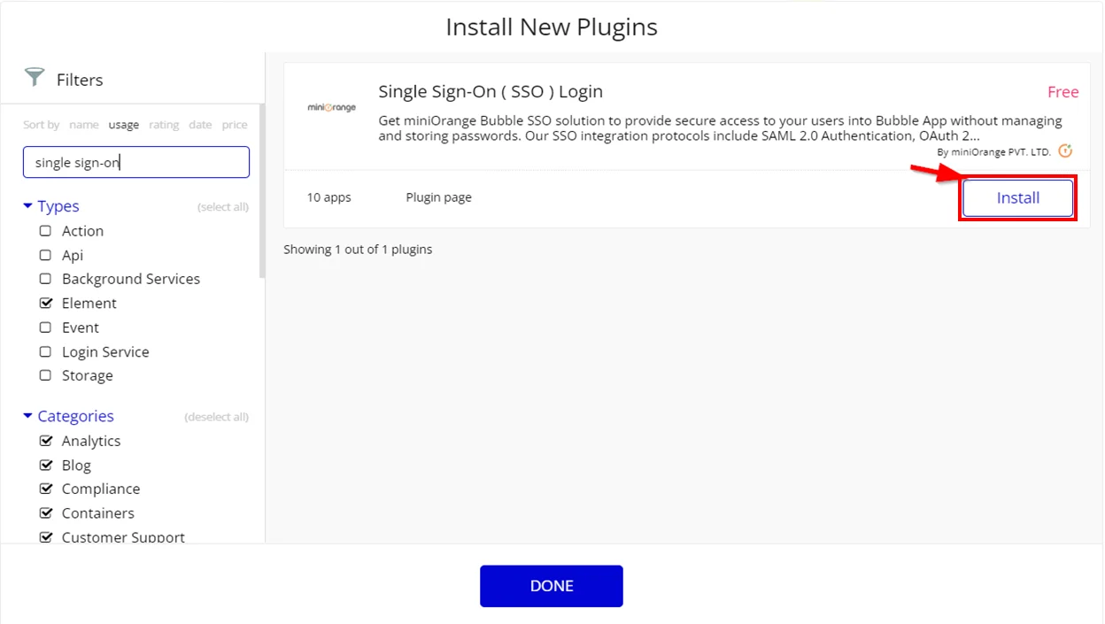 Bubble Single sign-on (SSO) Install Plugin