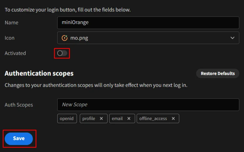 Budibase Single Sign-On (SSO) login - Customize User Login - Click Save