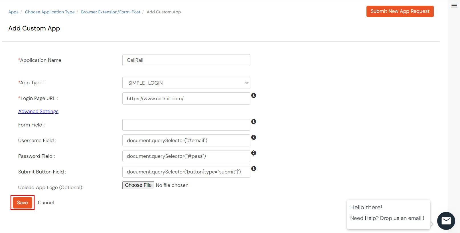 CallRail Single Sign-On SSO Enter the following app details