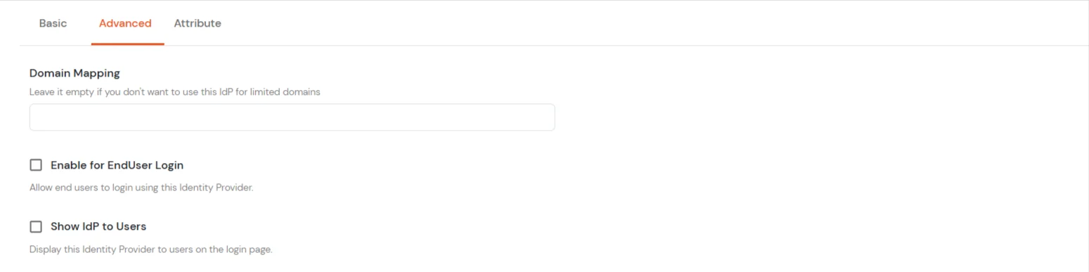 CAS server identity provider Advanced tab configuration