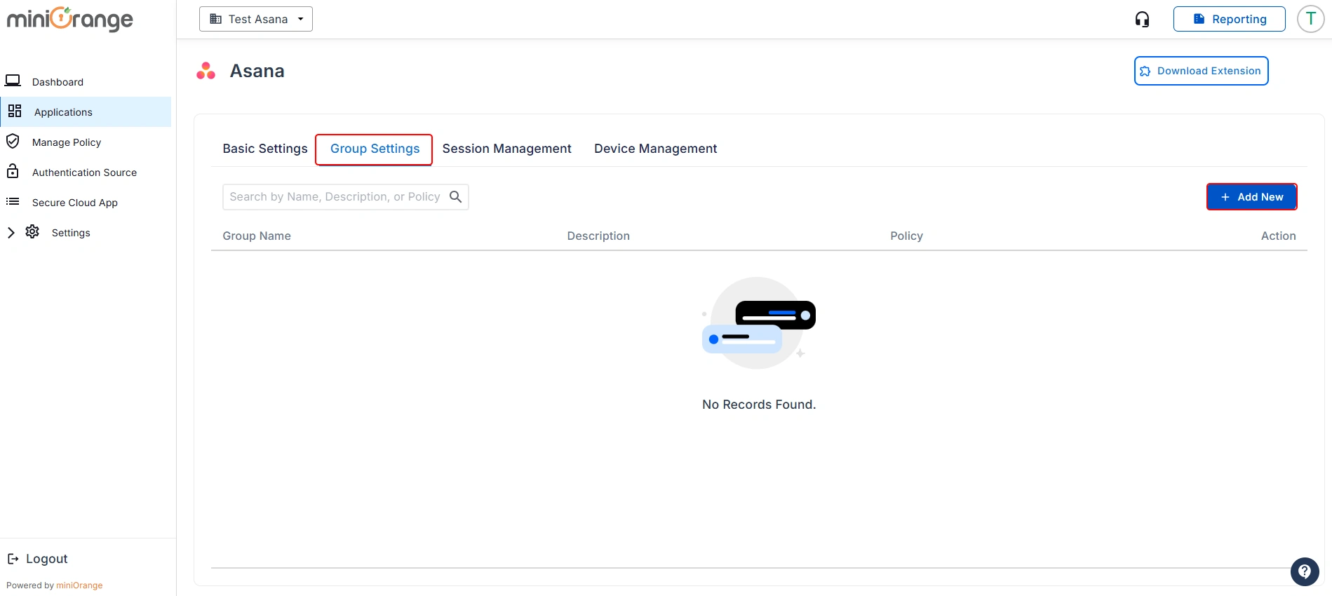 Asana workspace security CASB - Add New