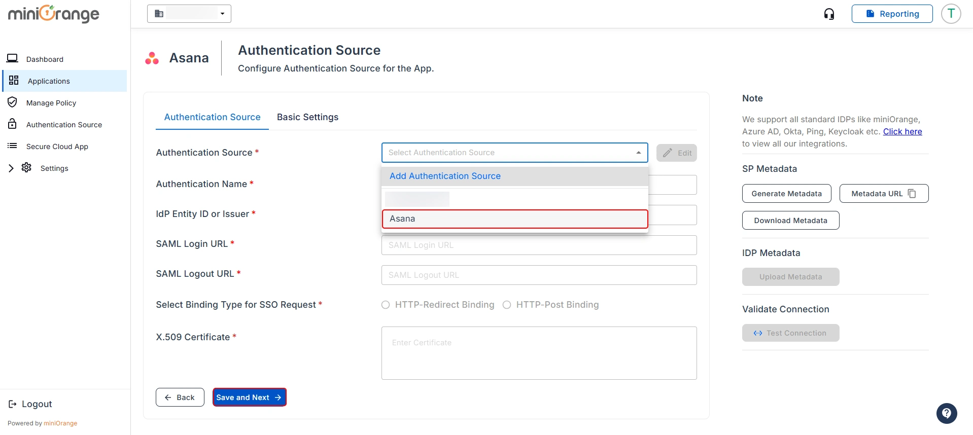 Asana workspace security authentication source