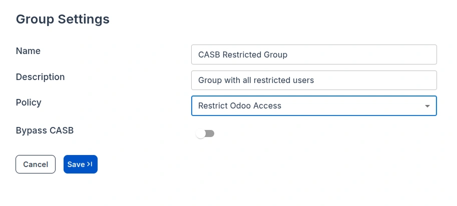 Apply device restriction policy to Odoo user group