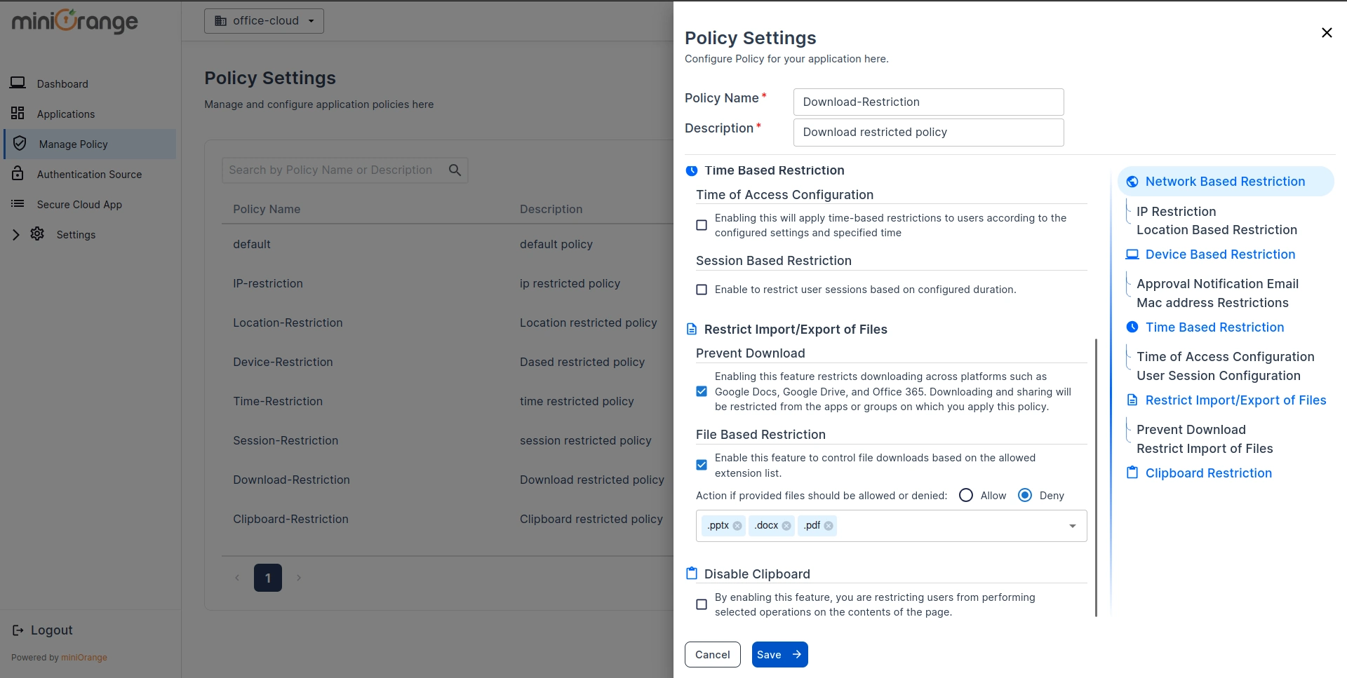 OneDrive and SharePoint File Restriction-CASB Policy Configuration Settings
