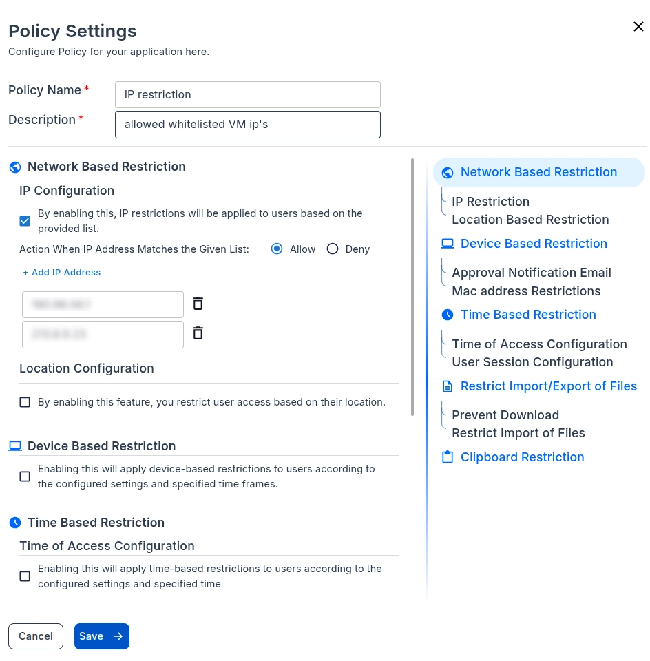CASB Policy Management Interface