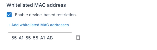 Whitelisted MAC Addresses Configuration