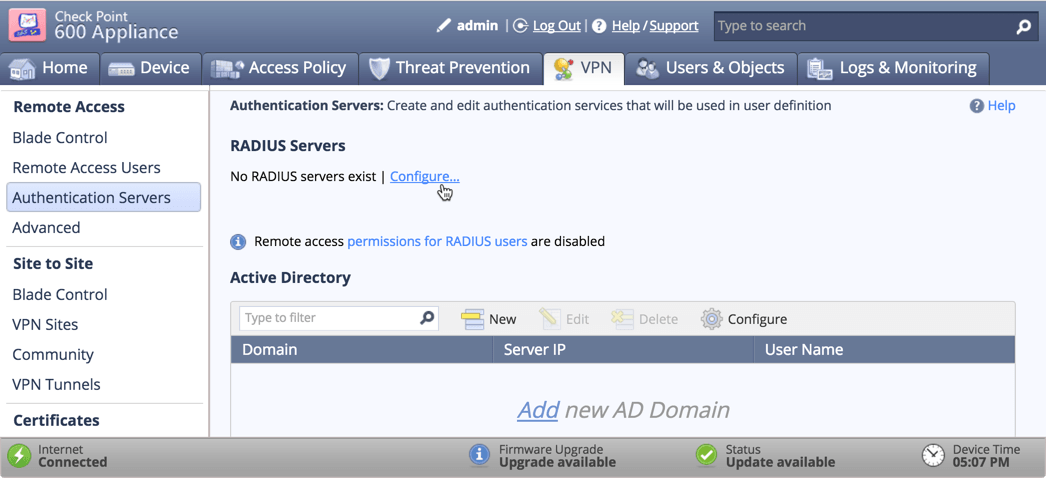 Two-Factor authentication 2FA / MFA for Check Point VPN : Configure Link to Radius Servers