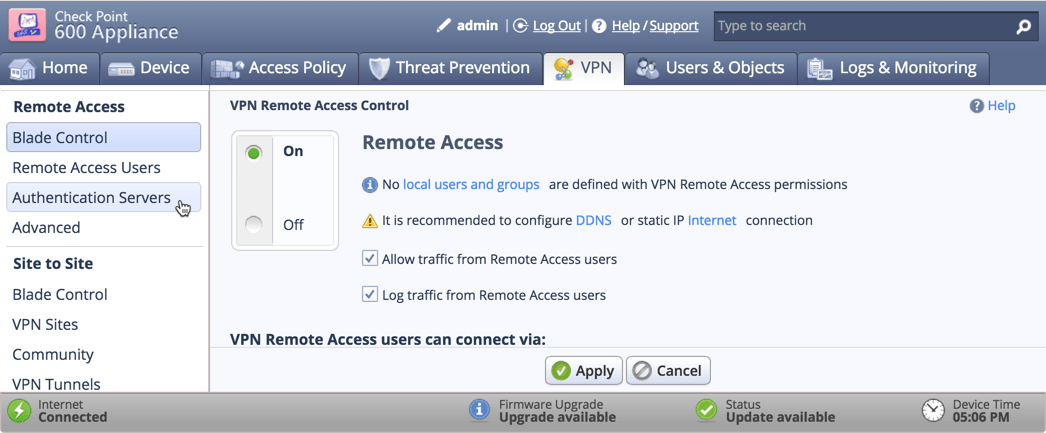 Two-Factor Authentication 2FA / MFA for Check Point VPN : Remote access authentication servers