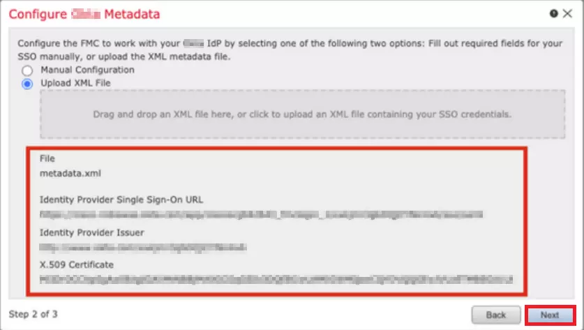 Cisco Firepower Management Center SAML Single Sign-On (sso) save configuration