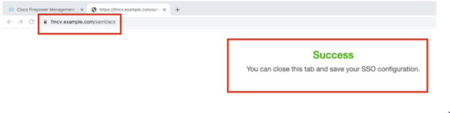 Cisco Firepower Management Center SAML Single Sign-On (sso) success configuration