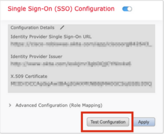 Cisco Firepower Management Center SAML Single Sign-On (sso) test configuration