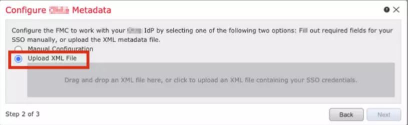 Cisco Firepower Management Center SAML Single Sign-On (sso) upload xml