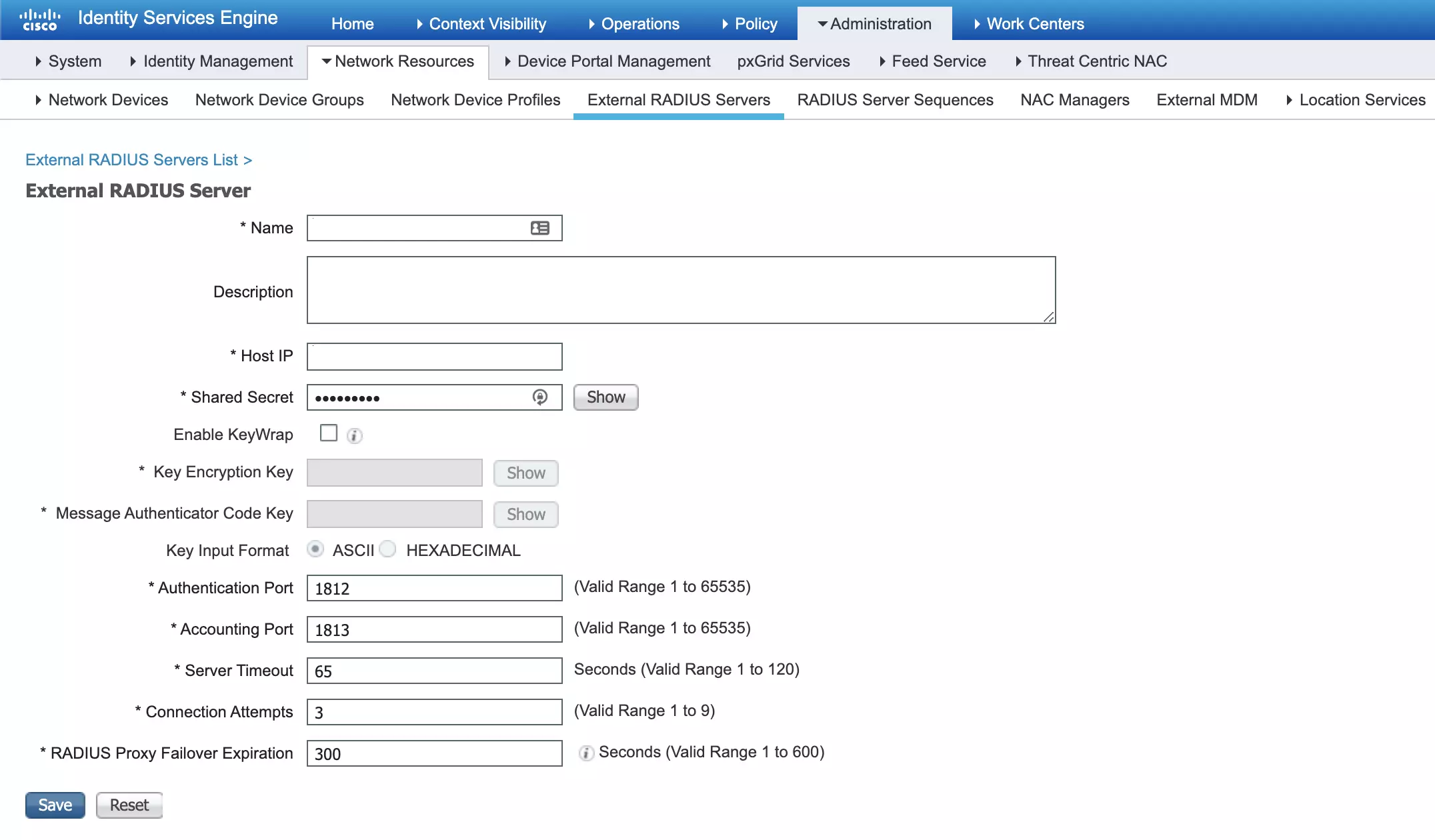 MFA 2FA two-factor authentication for Cisco ISE : Add radius server