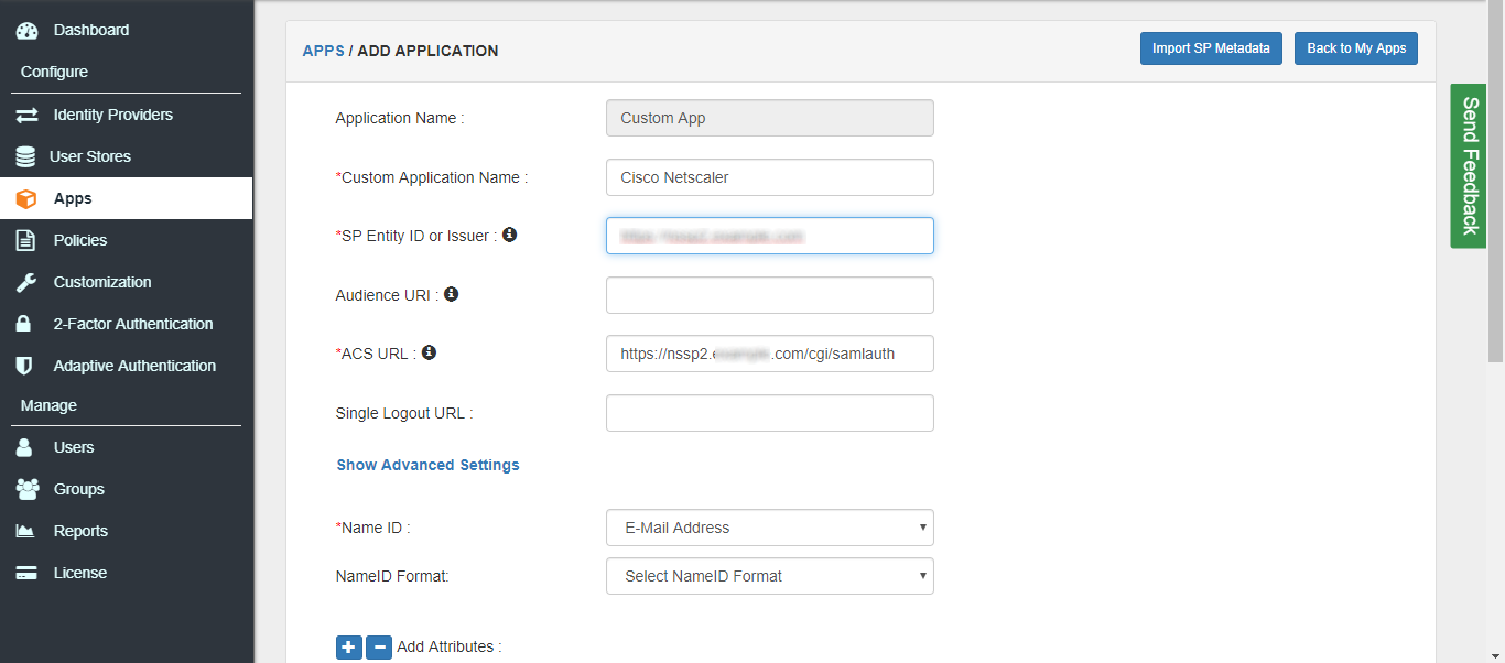 cisco netscaler gateway saml configure