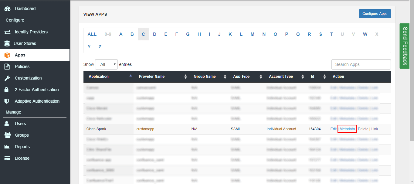 Cisco Spark Platform saml metadata link