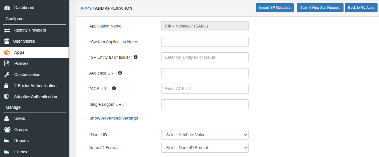 Citrix Netscaler Gateway two-factor authentication (2FA) : Add App