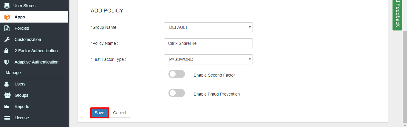 Citrix Share File SAML SSO policy