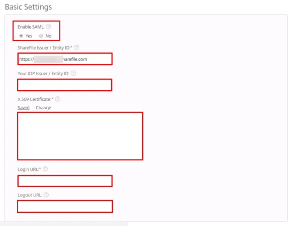 Configure Citrix Share File SAML Single Sign-On (sso): Import Metadata Values