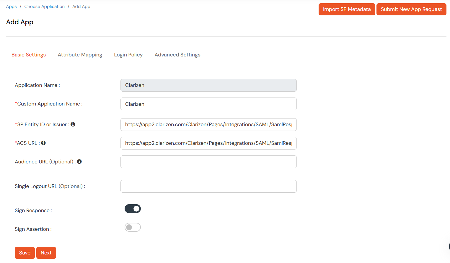 Clarizen Single Sign On (sso) configuration steps