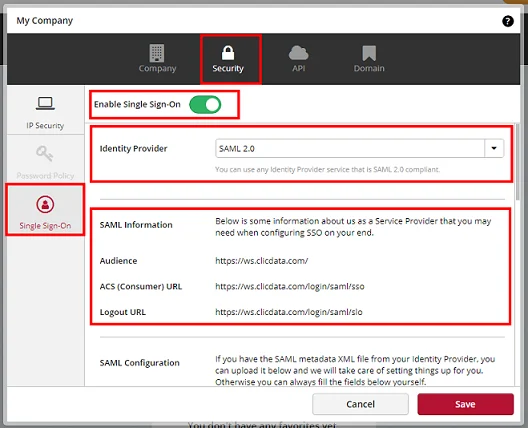 ClicData Single Sign-On (SSO): Prerequisites for SSO