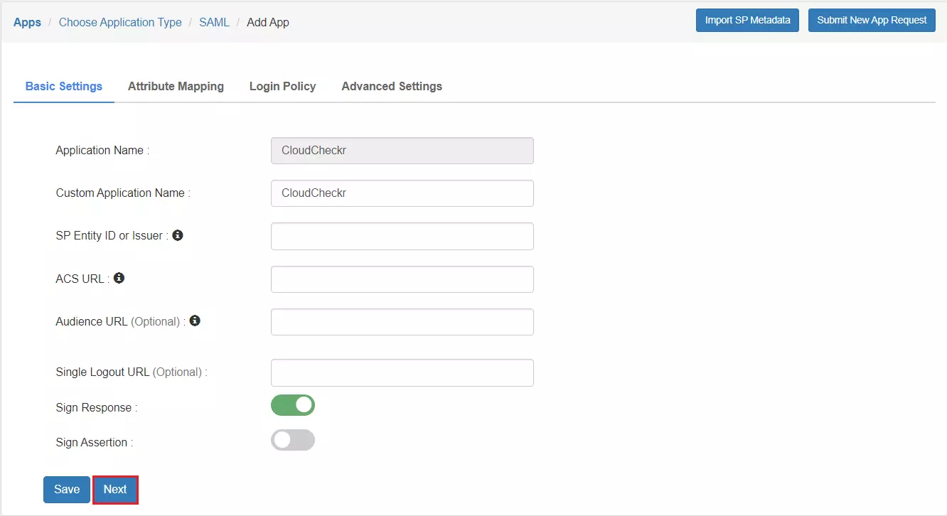 CloudCheckr Single Sign-On (sso) Add App