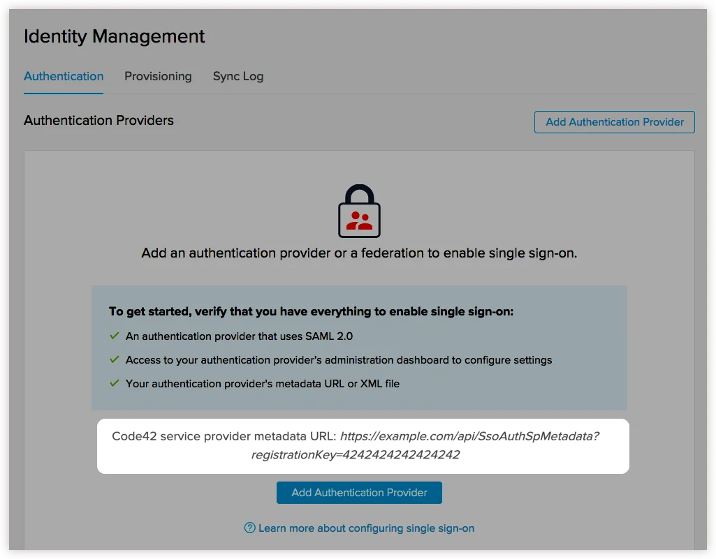 Configure Code42 Single Sign-On (SSO): SP_metadata