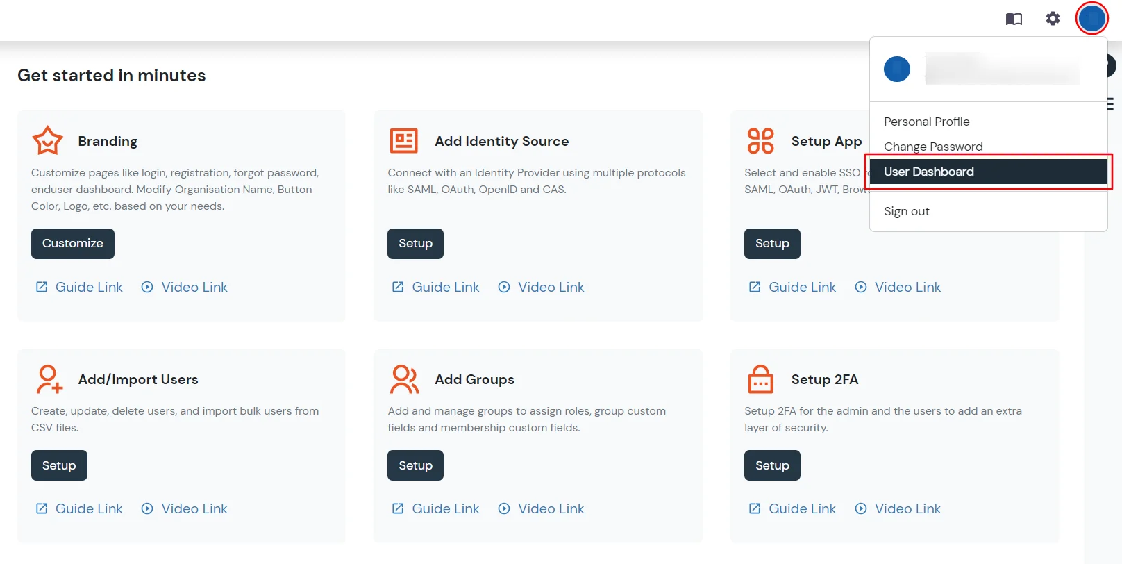 Quickbooks Single Sign On (sso) user dashboard