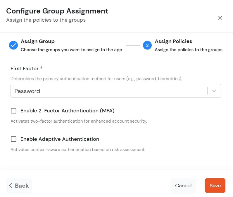 miniOrange Dashboard: Under the Add Login Policy, provide the details