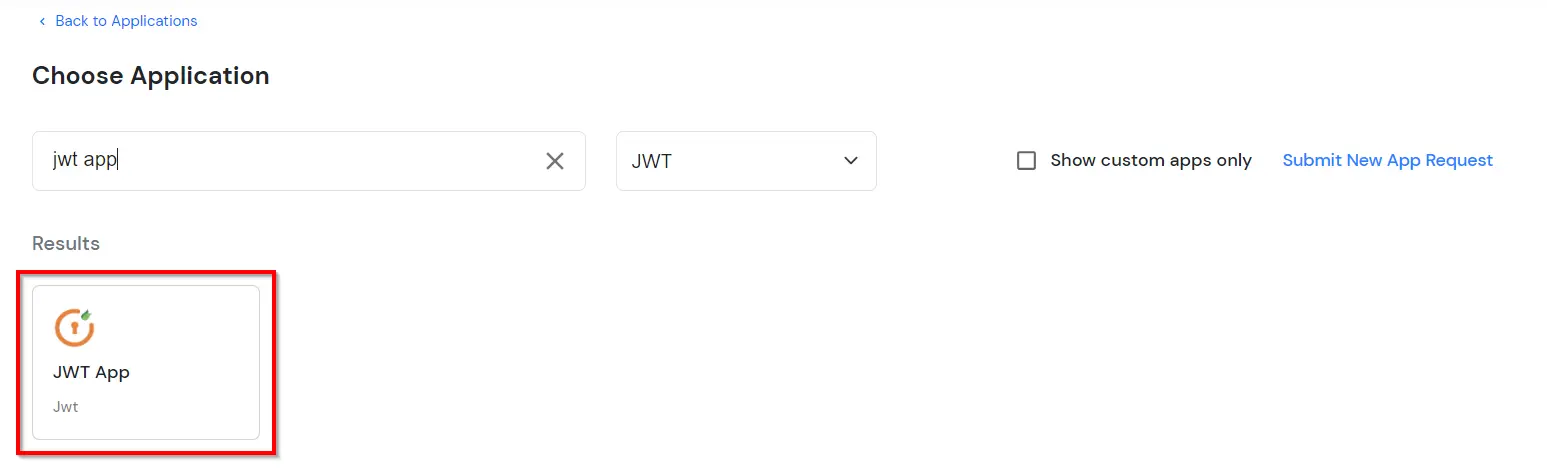 Configure JWT application: Search React Native JWT application