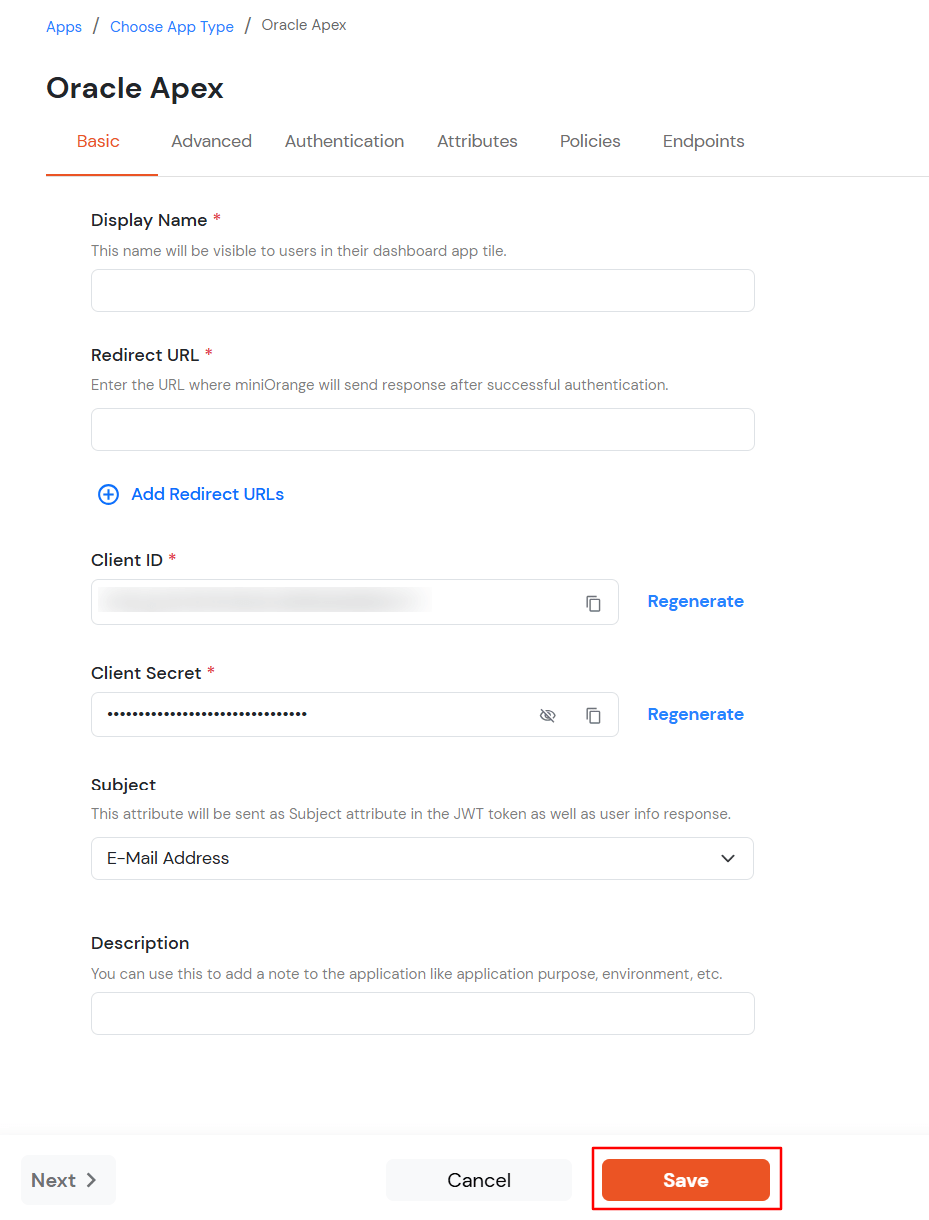 Oracle Apex Single Sign-On (SSO) manage apps