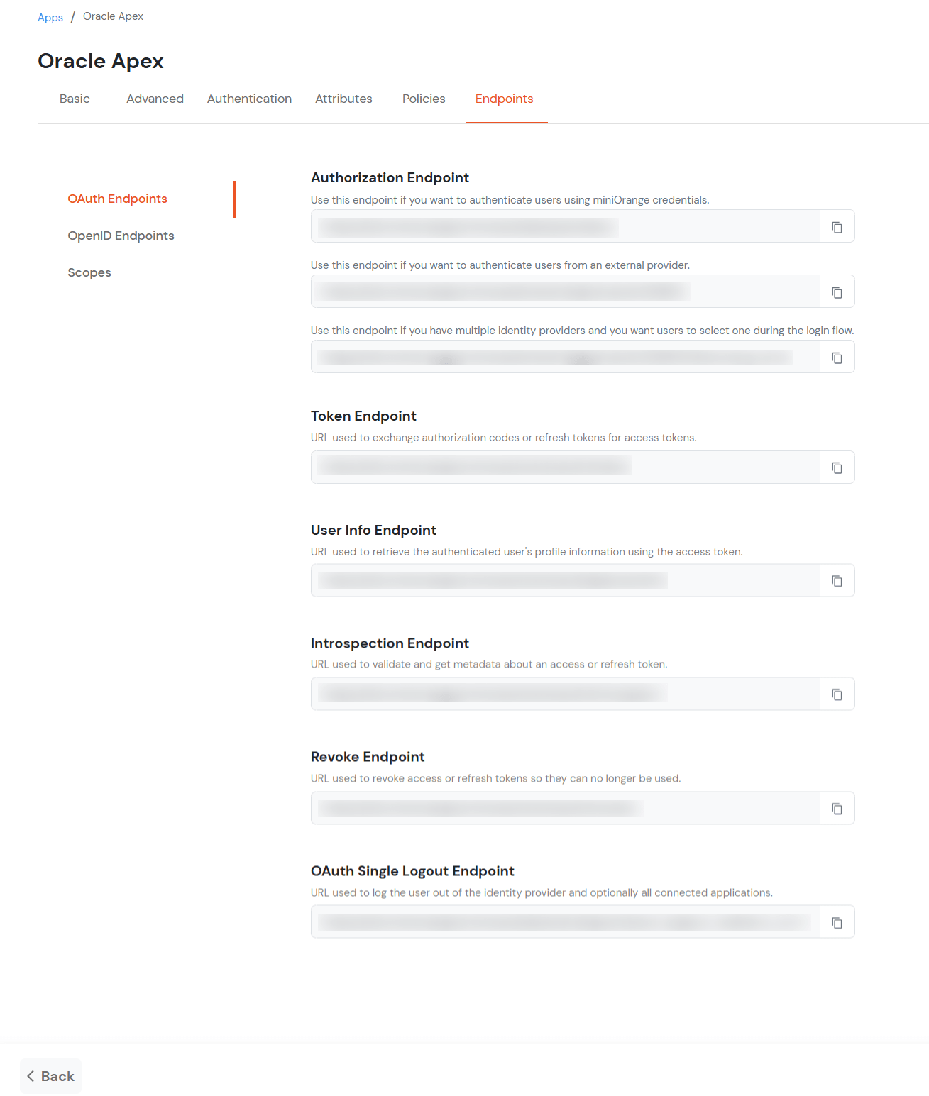 Oracle Apex Single Sign-On (SSO) manage apps