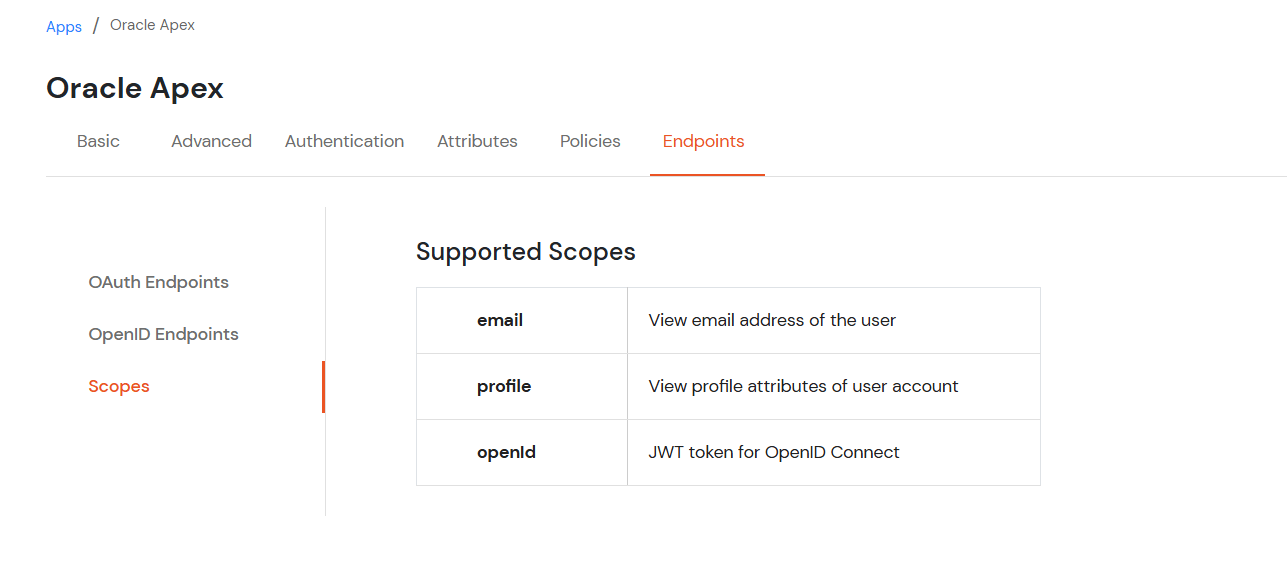 Oracle Apex Single Sign-On (SSO) manage apps