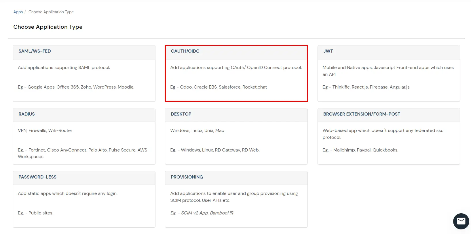  Oracle EBS Ping SSO : Choose Application type