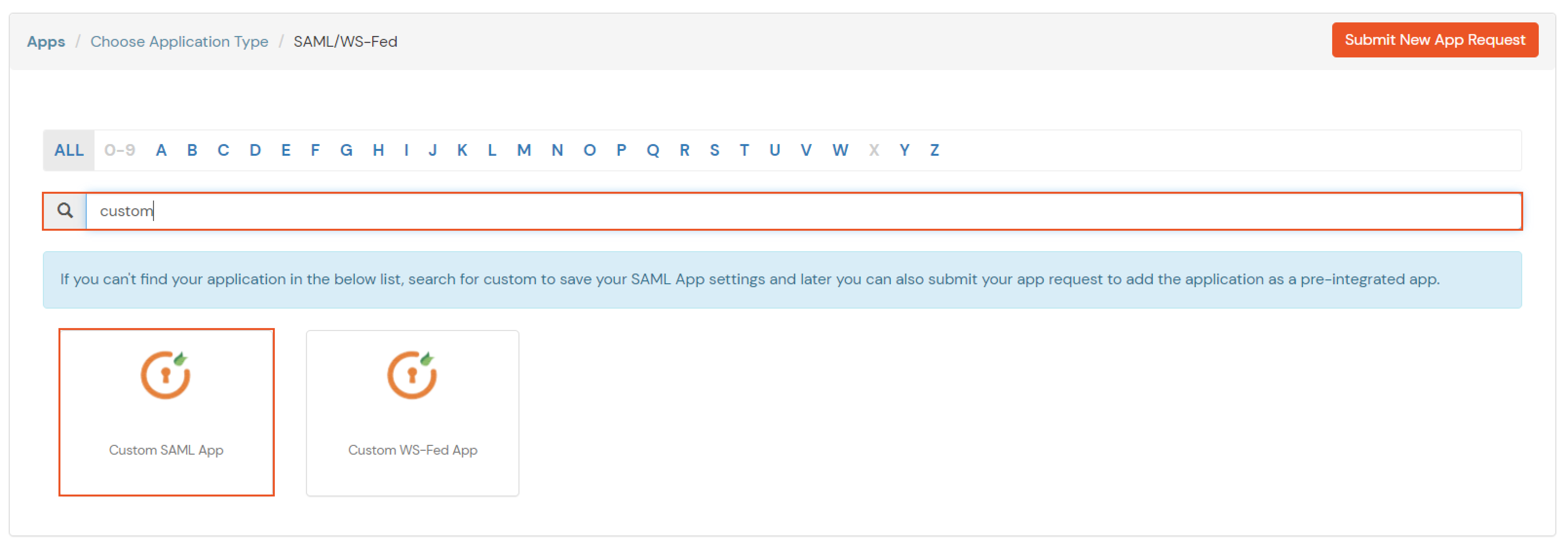 Search for your SAML App