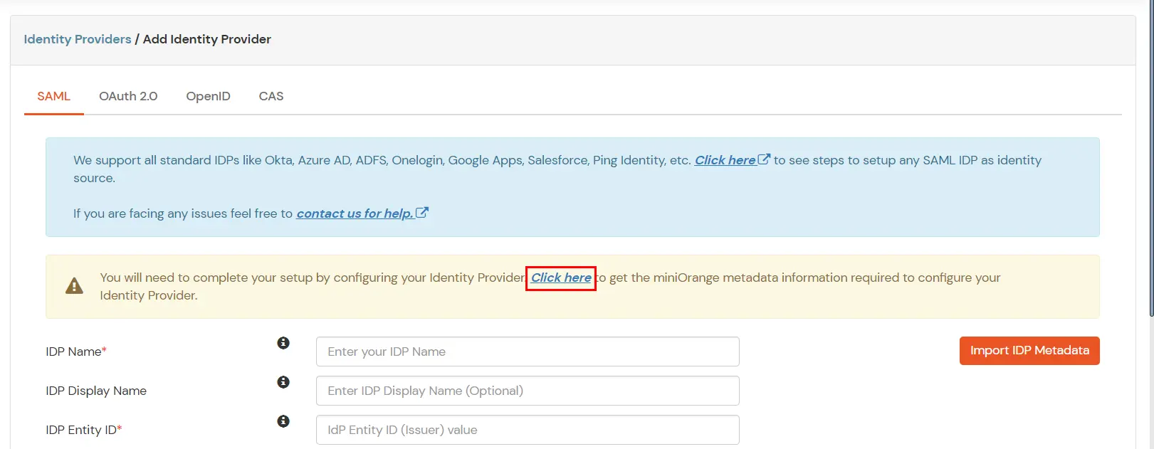 azure ad get miniorange metadata