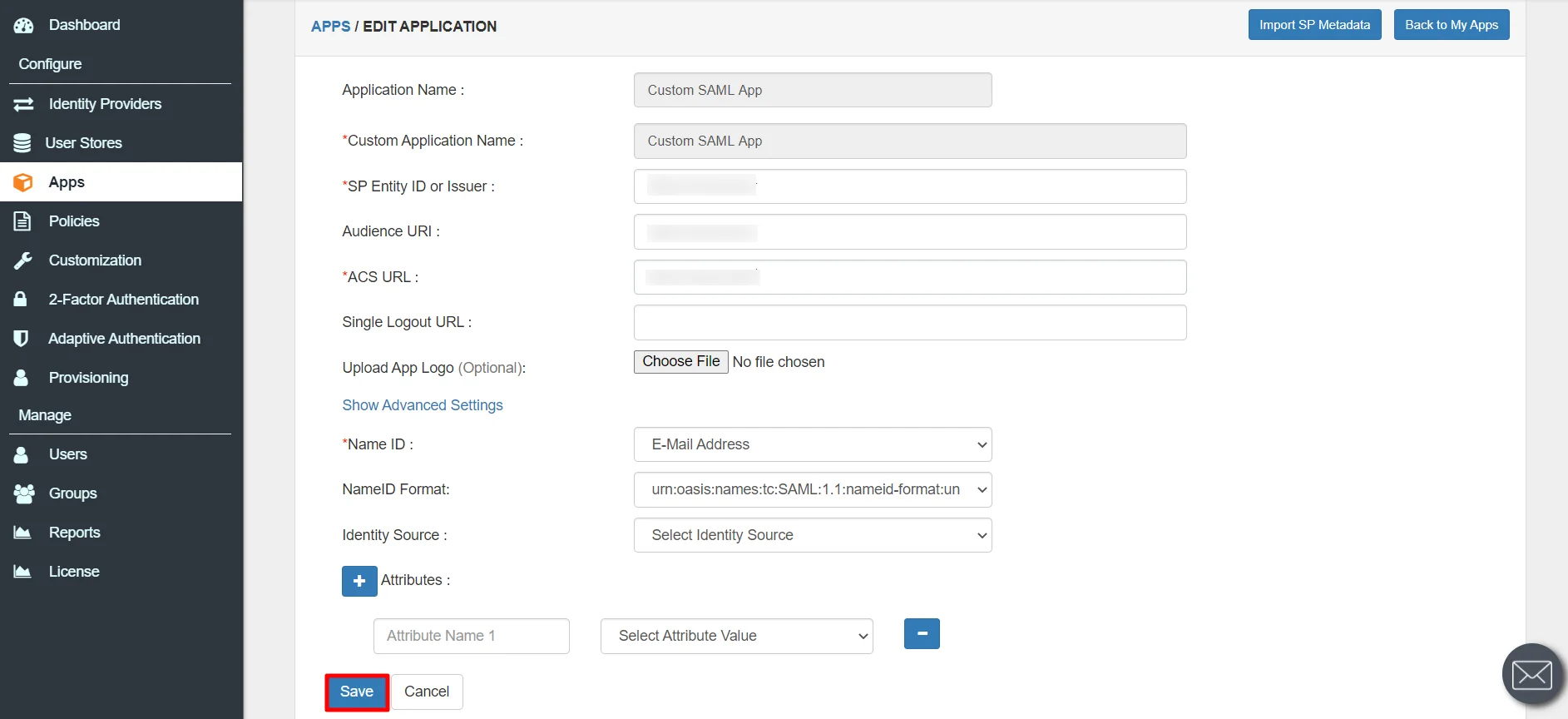 Configure SAML advance settings for OpenVPN for SSO