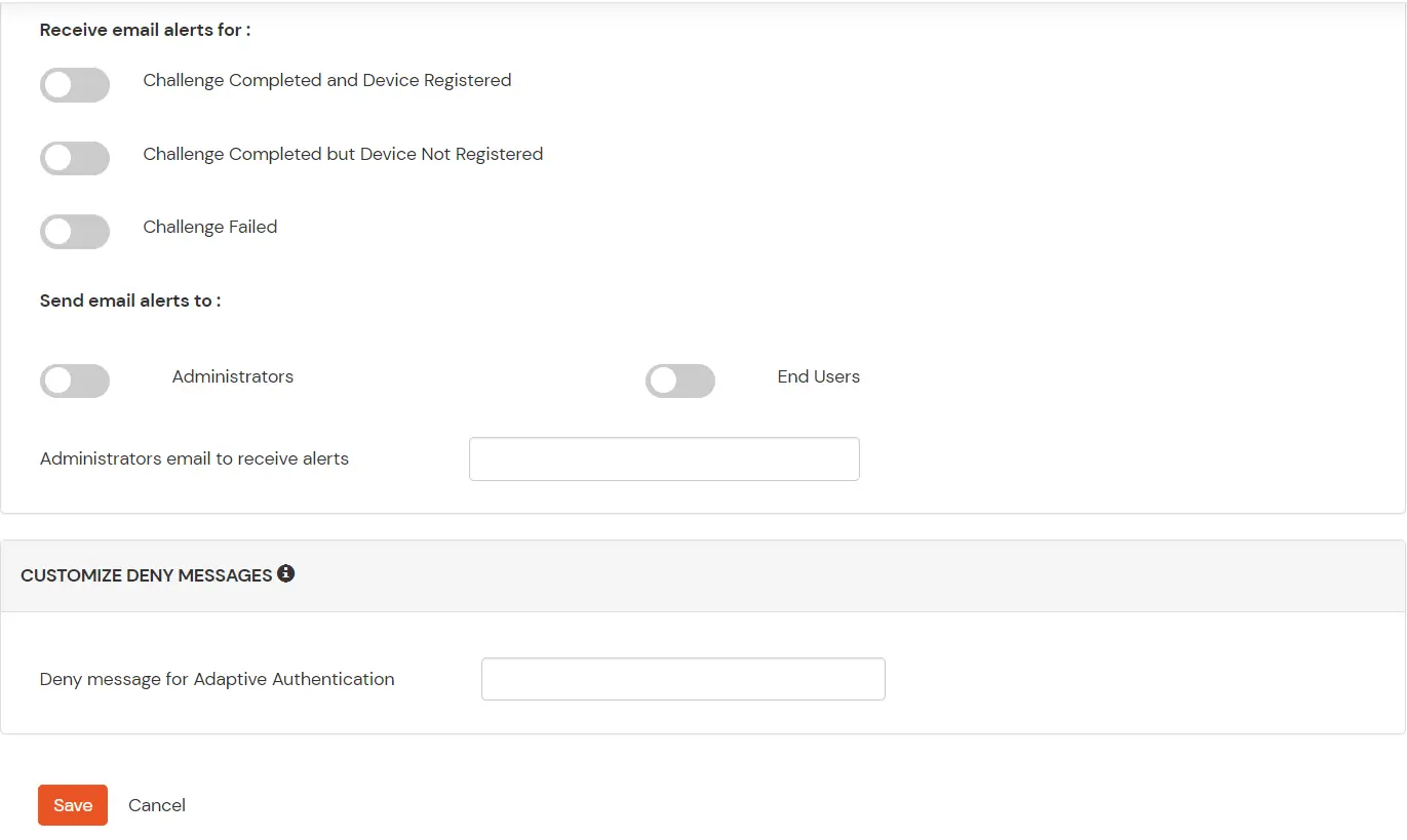 adaptive authentication Action for Behaviour Change Configuration