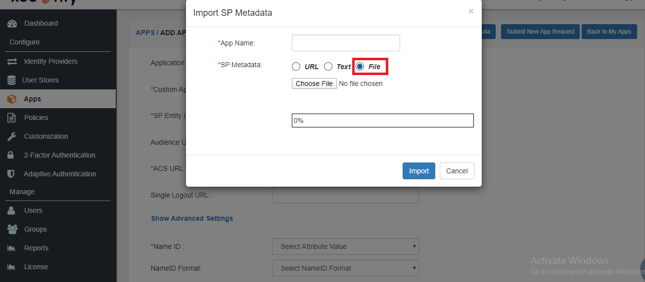 MediaSpace Single Sign On SSO import XML file metadata