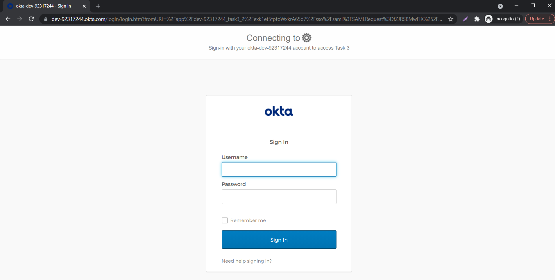 Okta as an SAML IdP: login