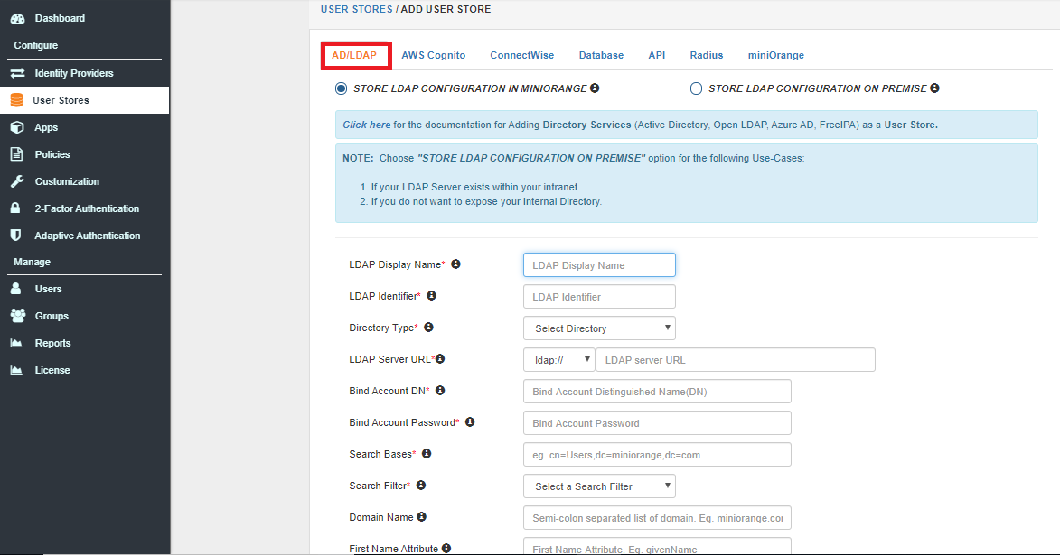 SharePointSingle Sign-On (sso) select AD/LDAP as user store