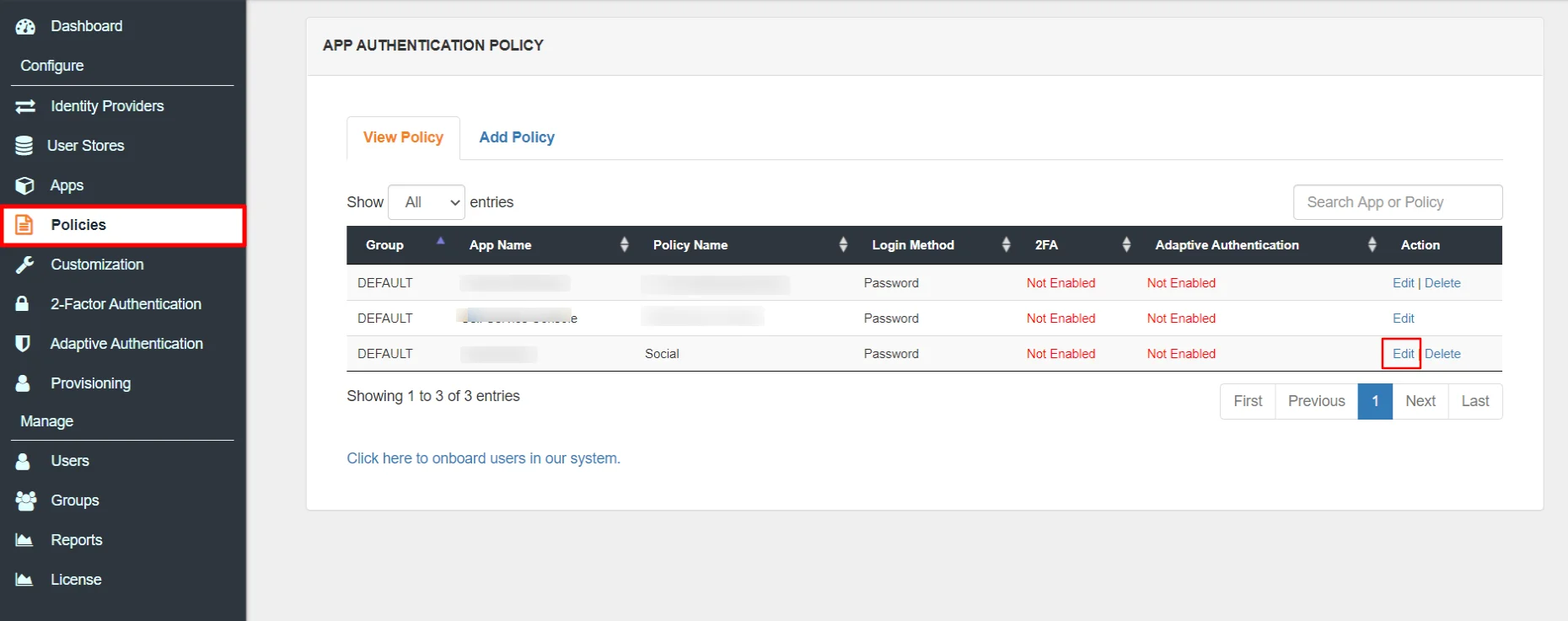 iPipeline Single Sign-On (SSO) Restrict Access adaptive authnetication policy