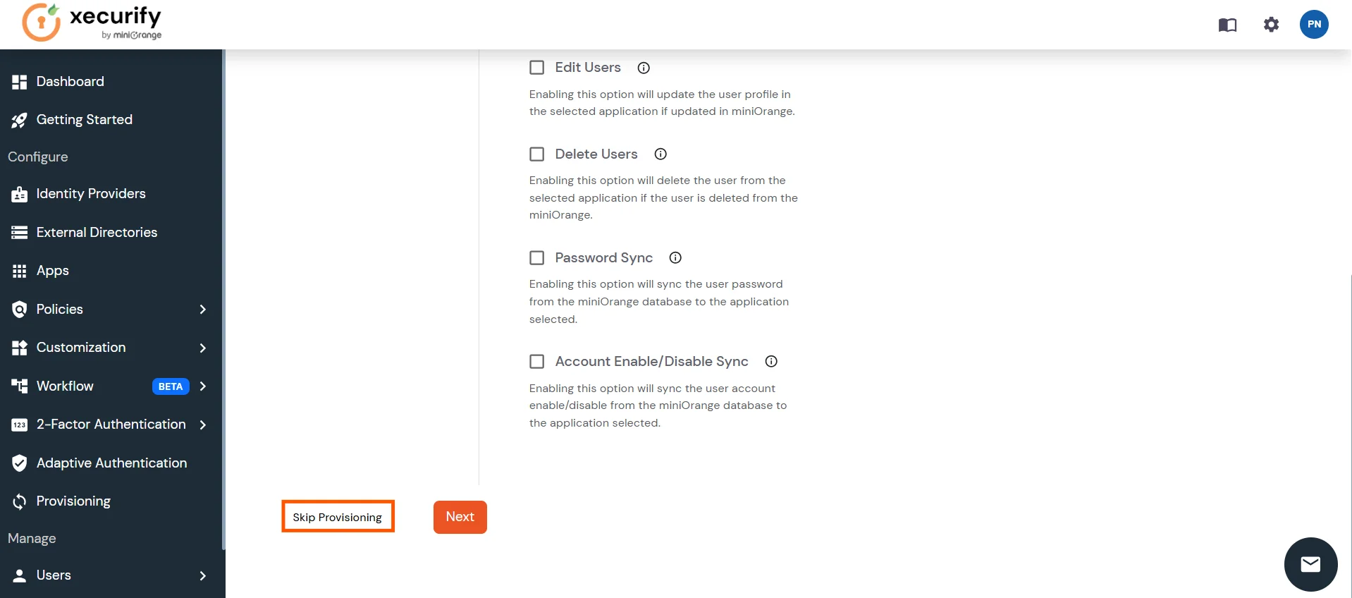 Absorb LMS : Click on Skip Provisioning Button