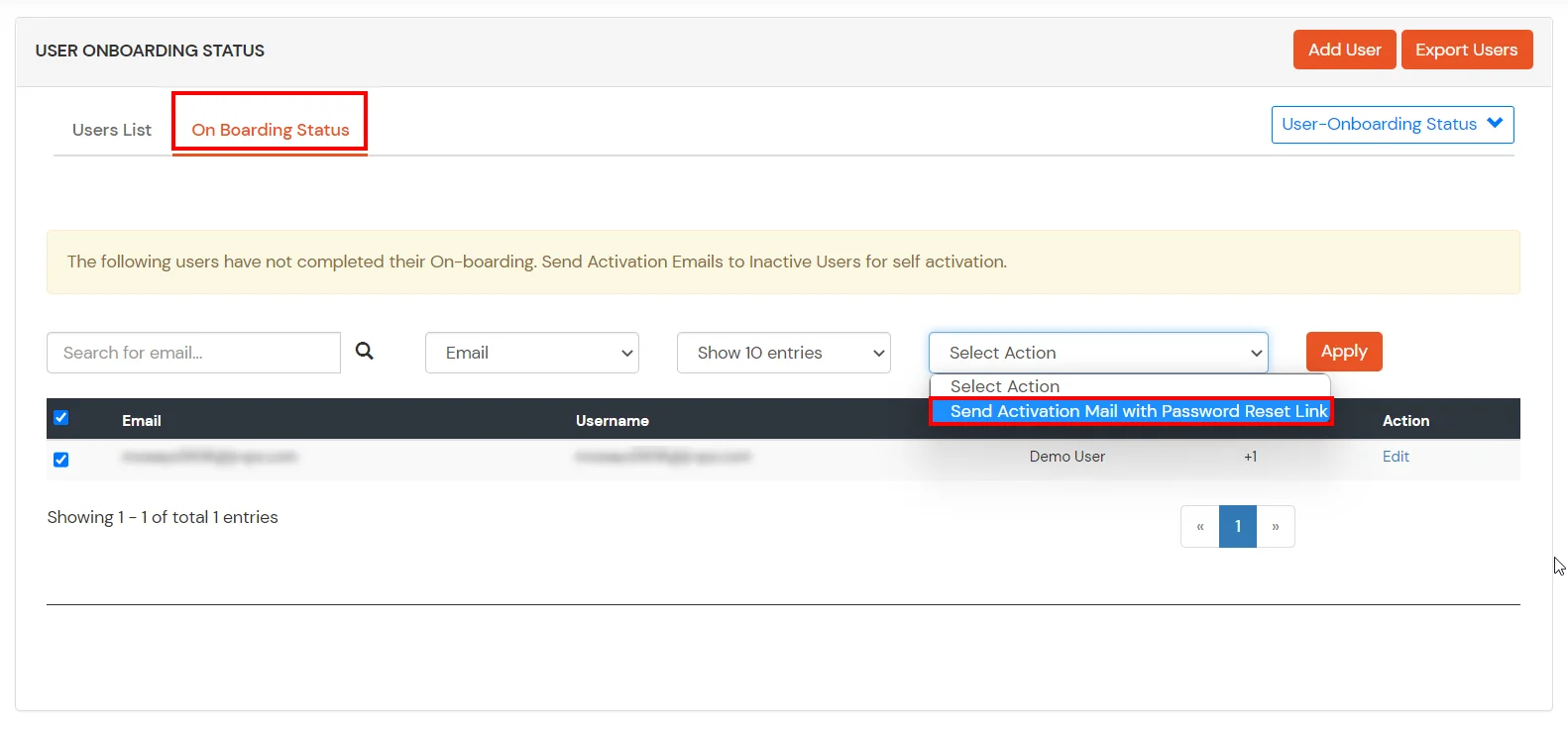 AWS AppStream: Select email action