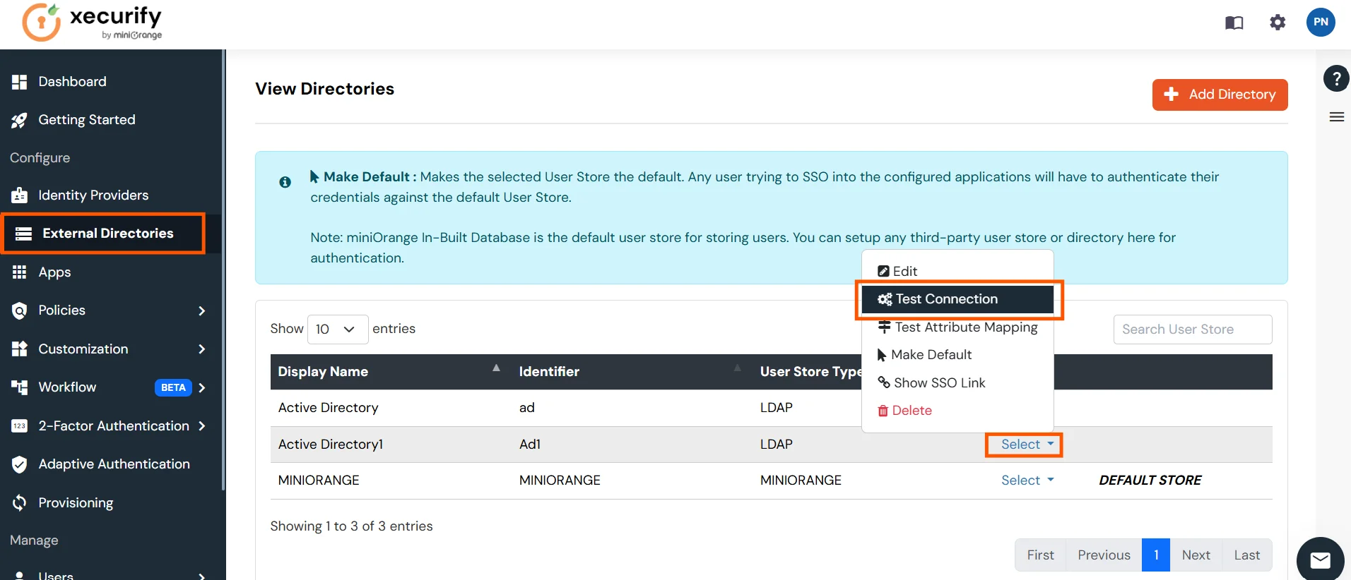 Absorb LMS : Test AD/Ldap connection