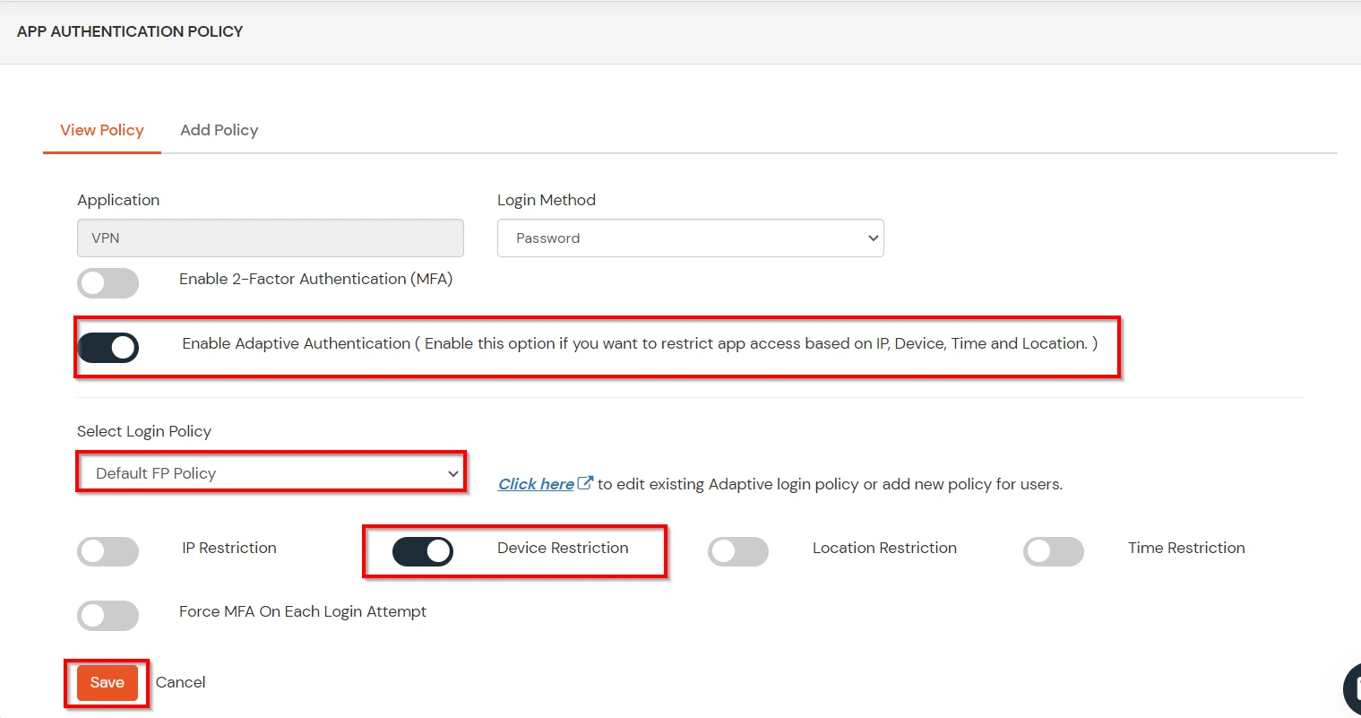 Salesforce Community Single Sign-On (SSO) Restrict Access save device restriction policy